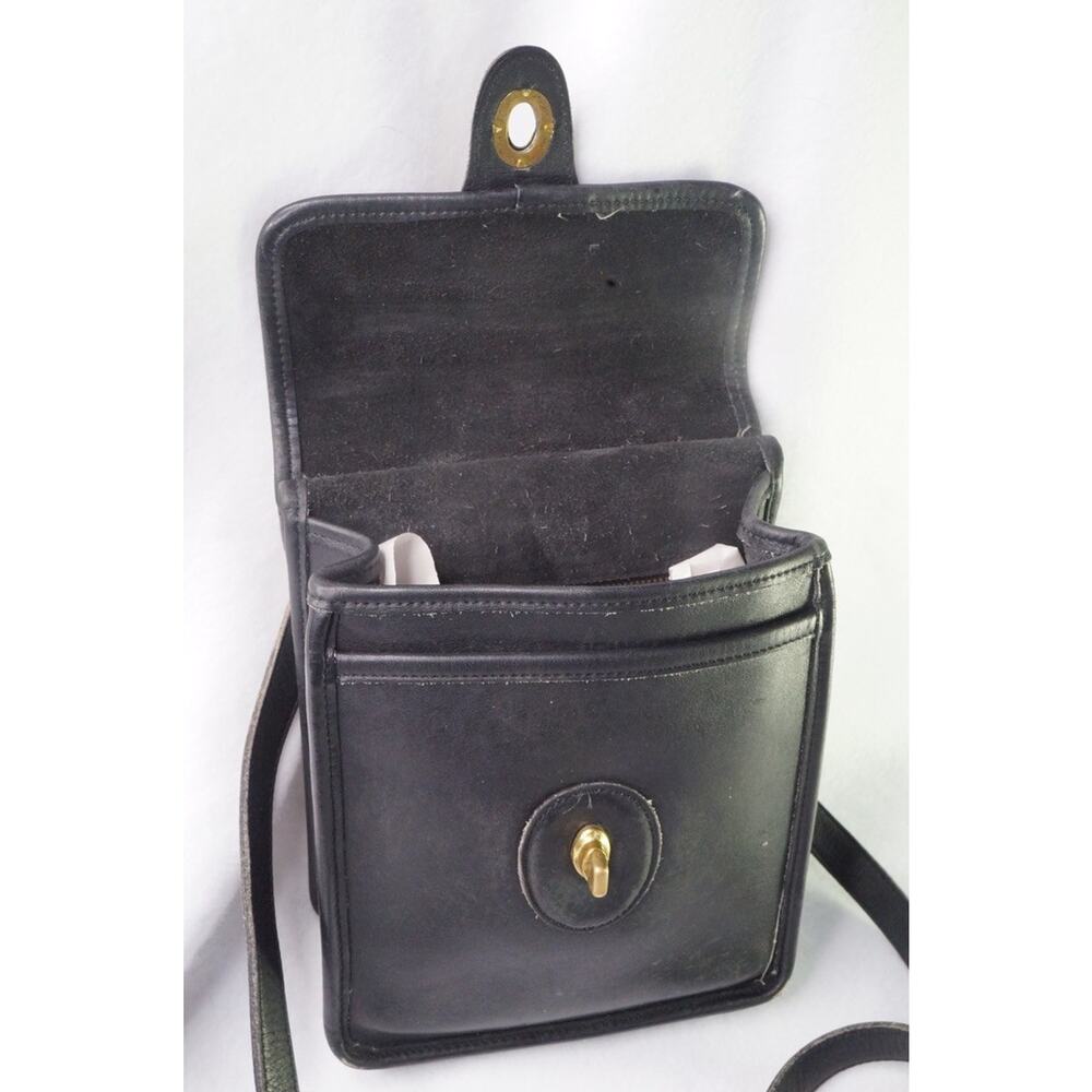 Vintage 90s Coach Murphy 9930 Black Leather Brass Turn Lock Crossbody Bag Purse - Picture 11 of 15
